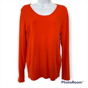 LOFT Orange Scoop Neck Pullover Sweater Size M